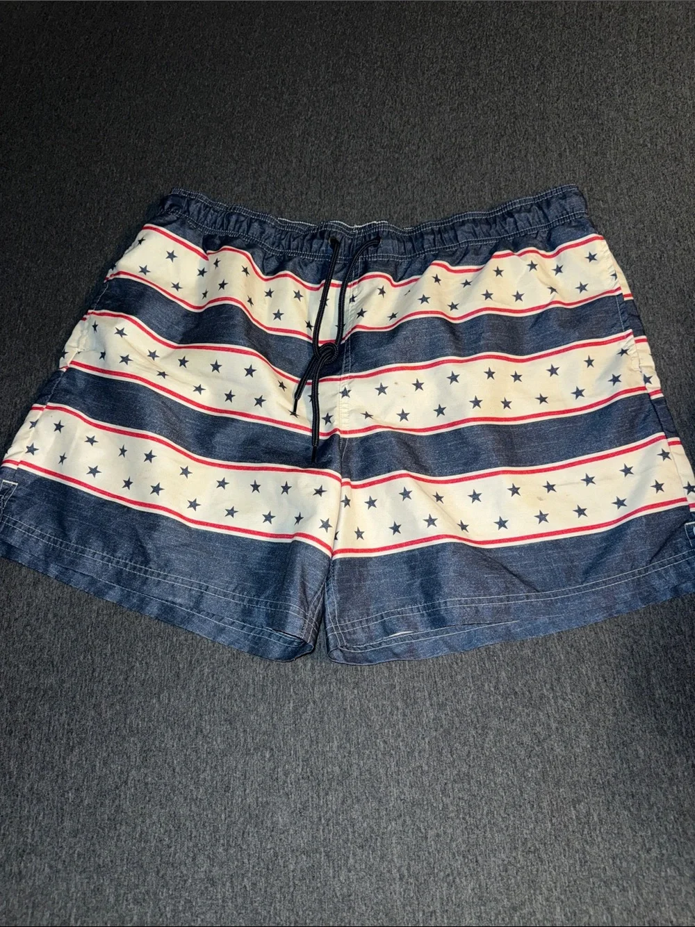 George Navy, White & Red Star Stripe Swim Trunks